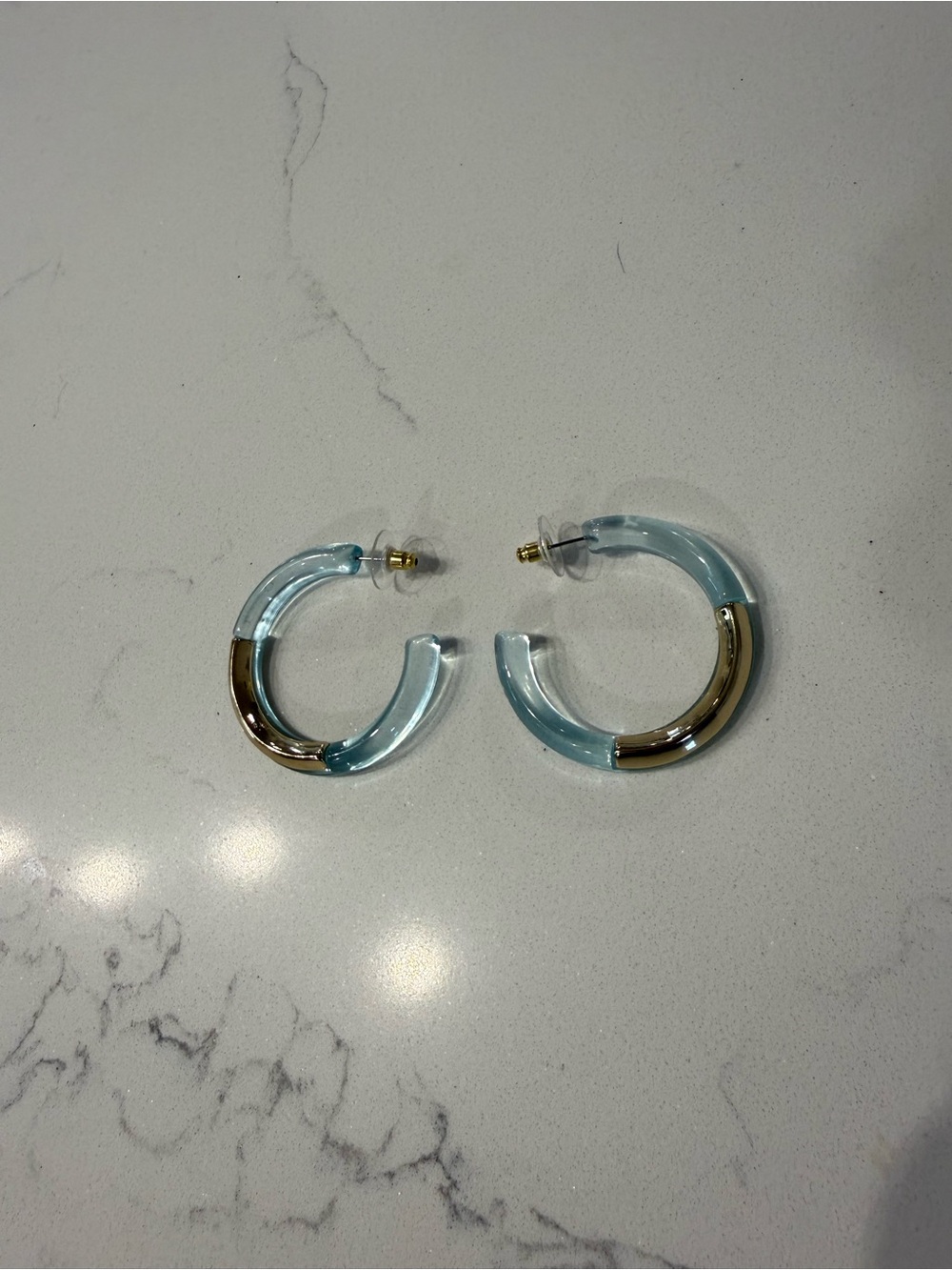 Blue & Gold Resin Hoop Earrings RUSH by Denis & Charles
